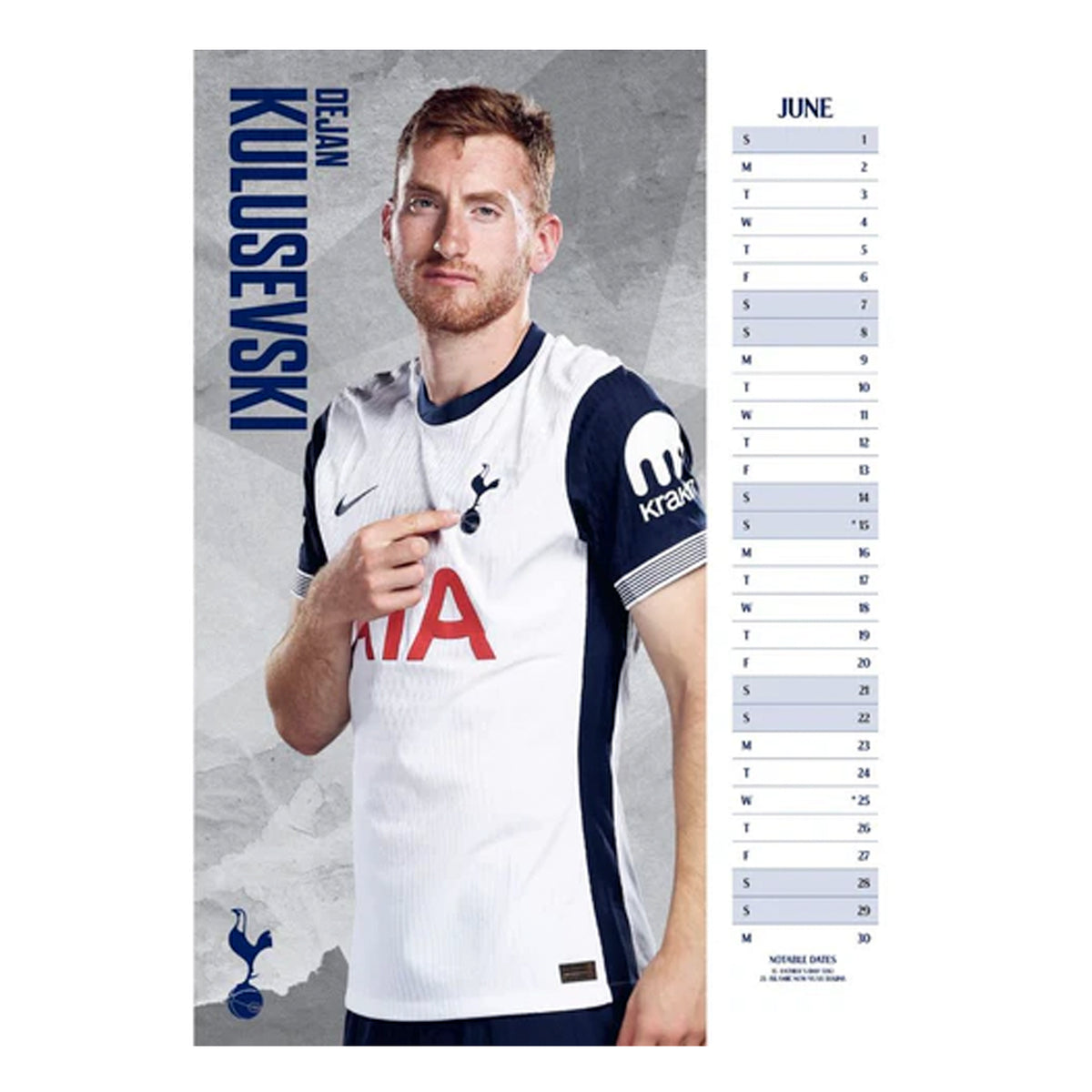 Tottenham Hotspur 2025 A3 Calendar Weston Corporation