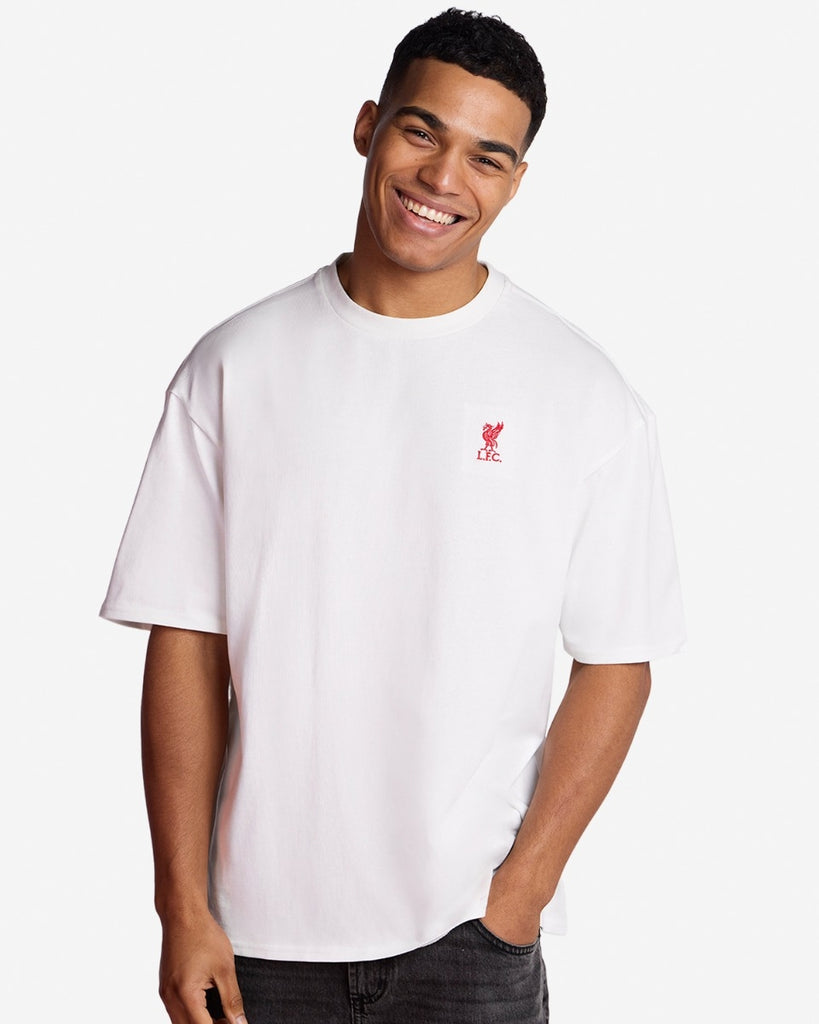 LFC Mens Liverbird Emblem Oversized Tee White