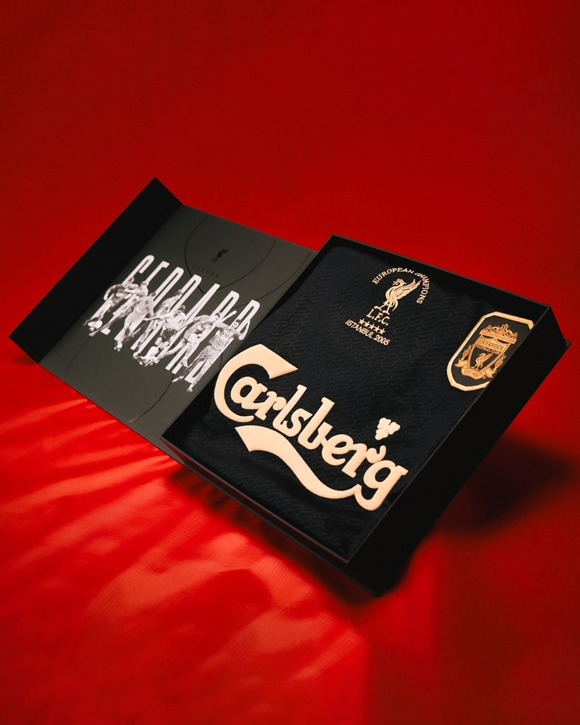 LFC Signed Gerrard Istanbul Boxed Shirt Black & Gold