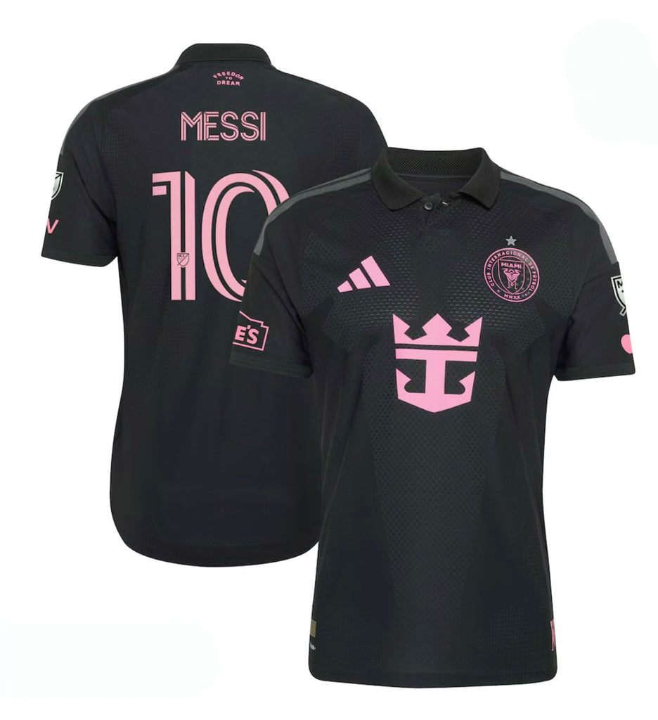 Inter Miami Adult 2026/27 Authentic Away Jersey w/ Messi Nameset plus side sponsors and star