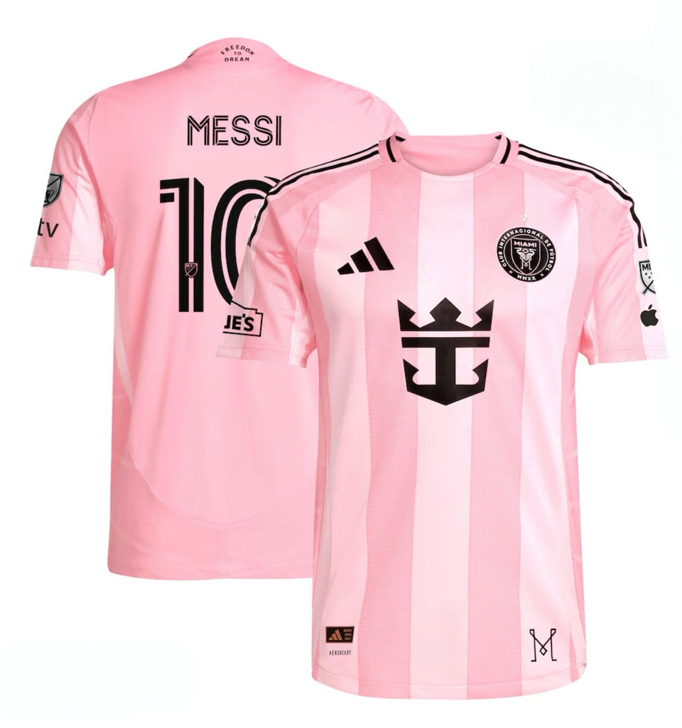 Inter Miami Adult 2026/27 Home Authentic Jersey w/ Messi Nameset , Sleeve Sponsors and Star