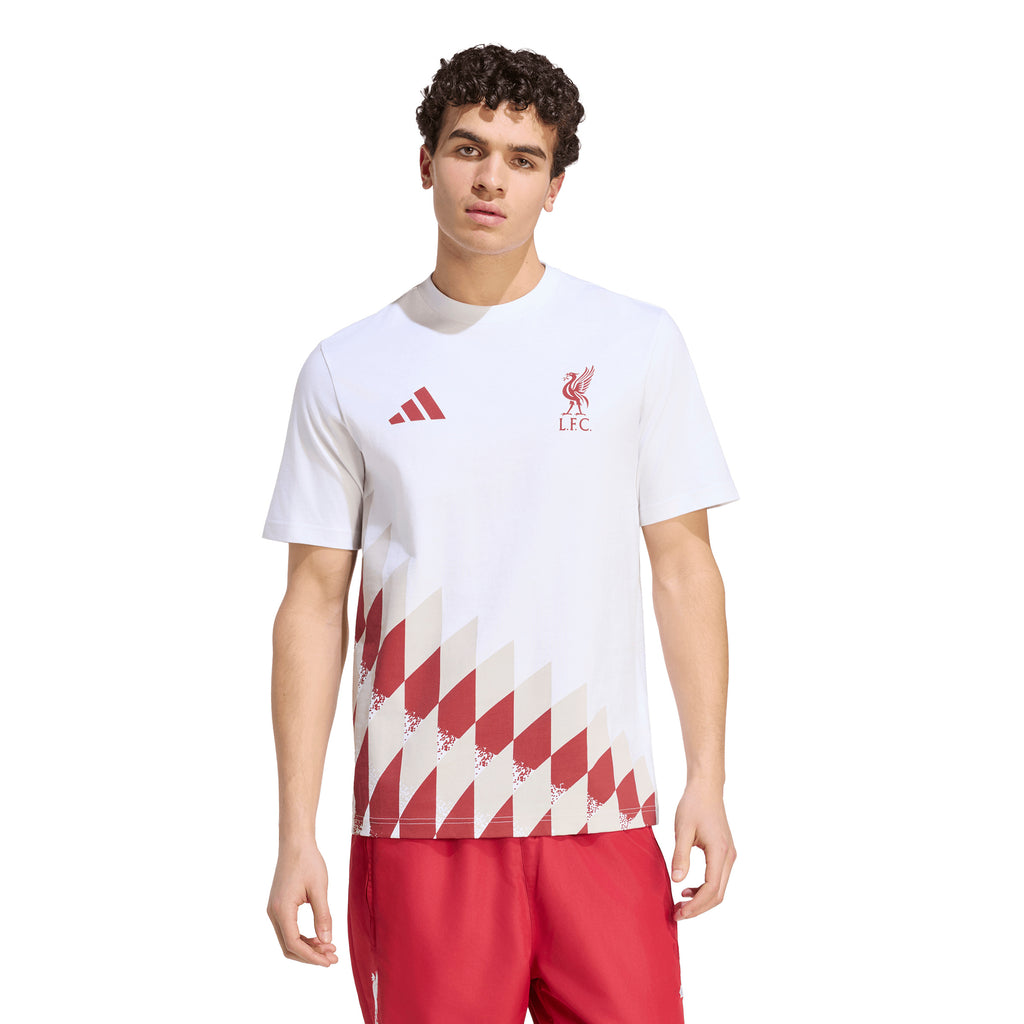Liverpool Adidas Mens 26/27 Stadium Graphic Tee White & Active Maroon