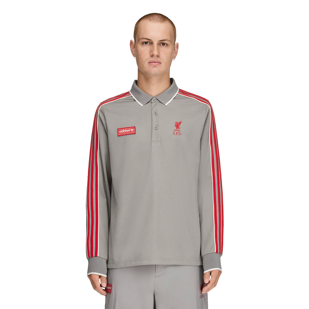 Liverpool Adidas SPZL Mens Long Sleeve Polo Dove Grey