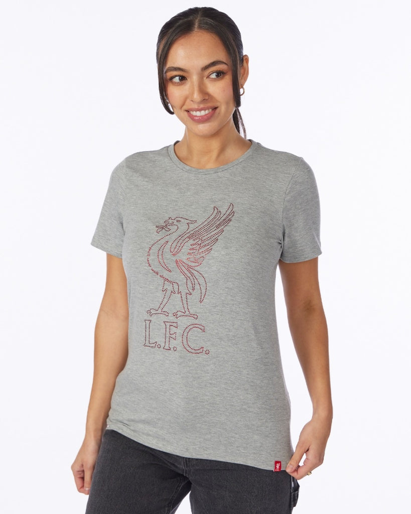 LFC Womens Liverbird Stud Tee Grey Marl