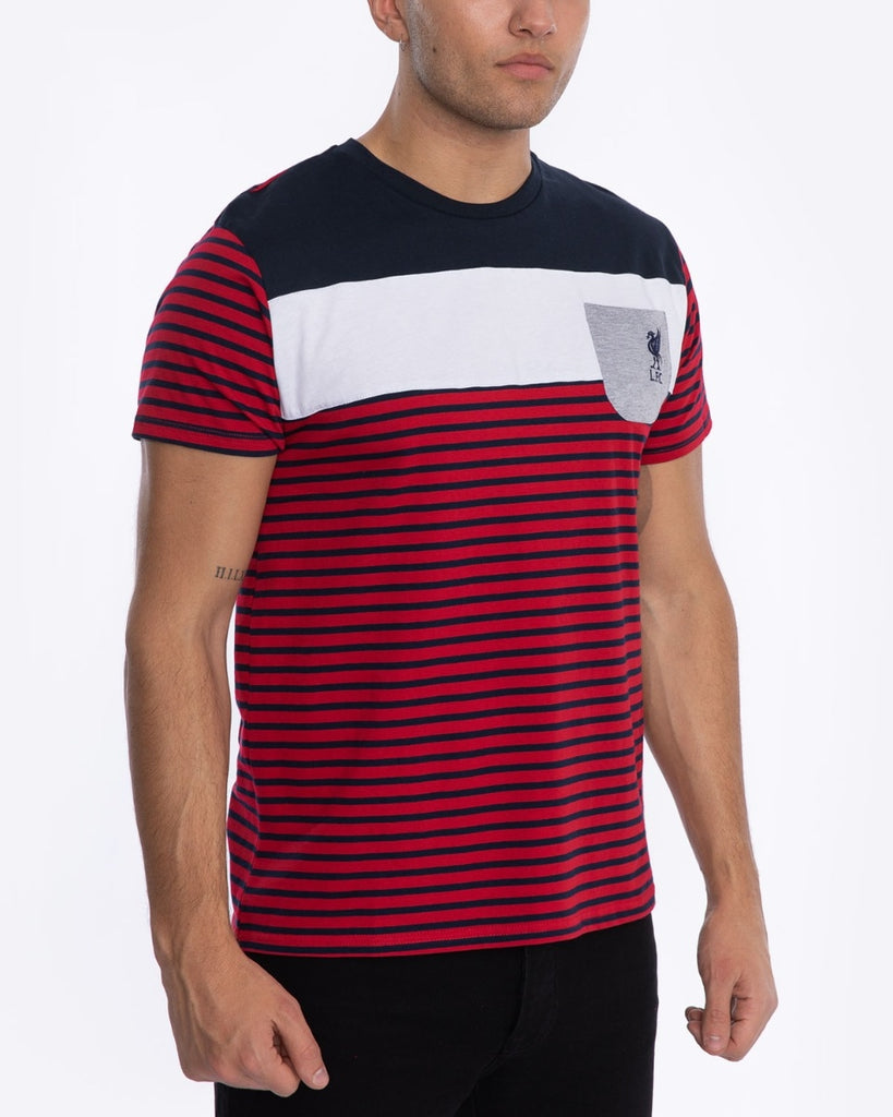 LFC Mens Red/Navy Striped Pocket Tee