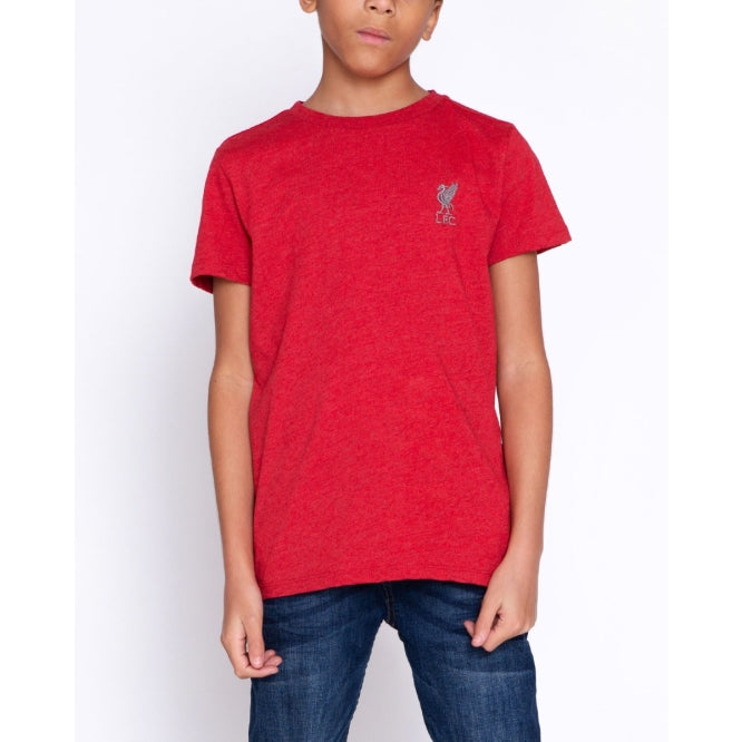 LFC Junior Red Marl Liverbird Embroidered Tee