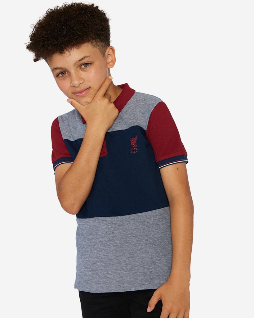 LFC Juniors Colour Block Polo Navy