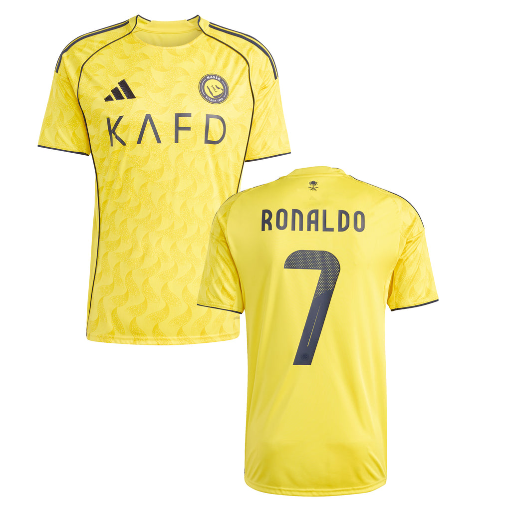 Al Nassr FC Adult 2025/26 Home Jersey w/ Ronaldo Nameset