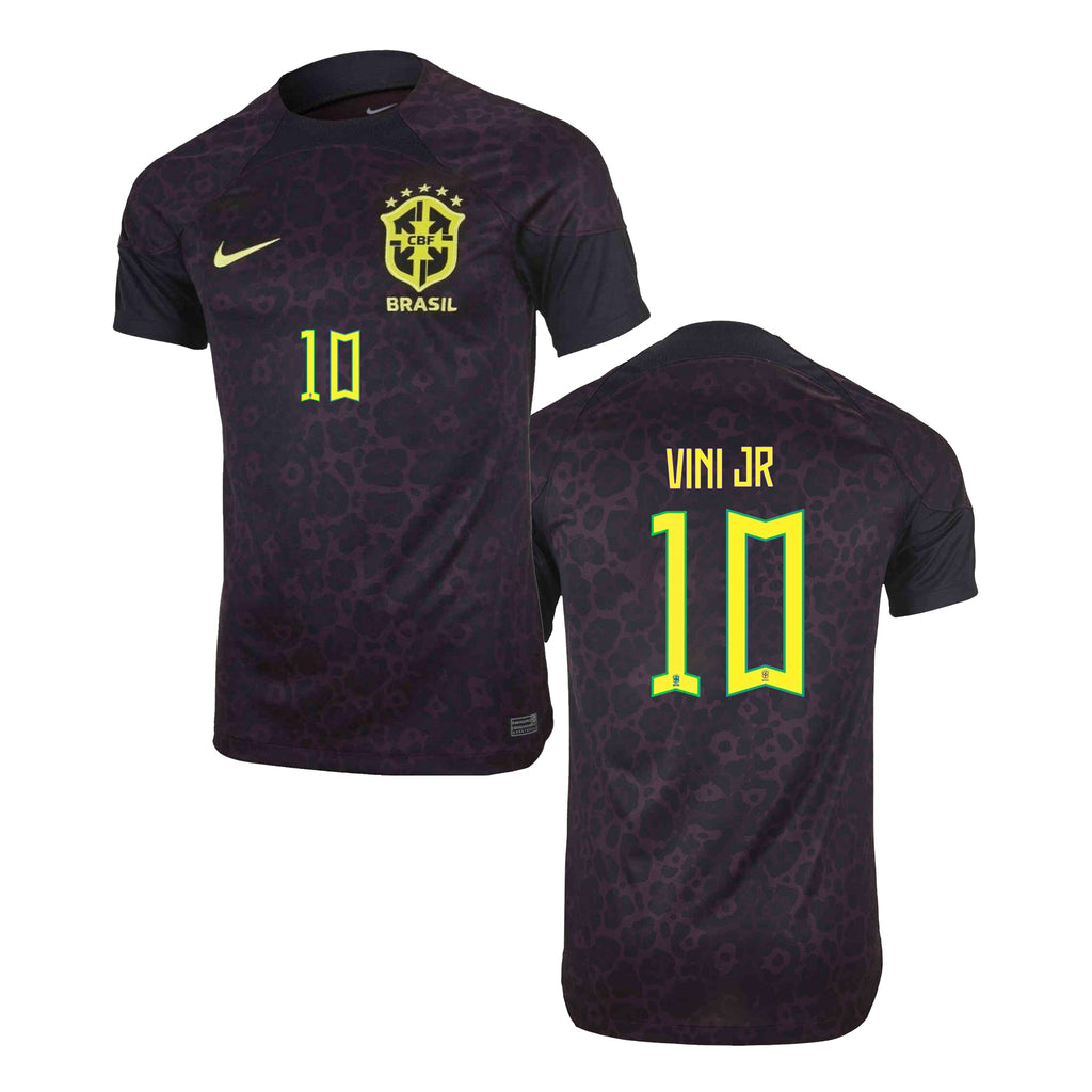 Brazil Adult 2022 Stadium Black Jersey w/ Limited Edition Vini Jr Nameset