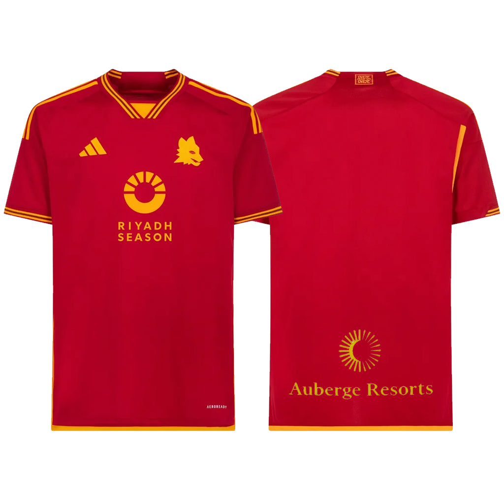 AS Roma Adult 2023-24 Home Jersey w/ Sponsors