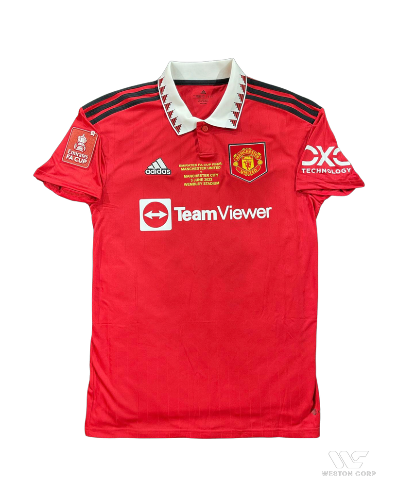 Manchester United Adult 2022-23 Home Jersey w/ Official Printed FA Cup MDS + FA Cup Badge