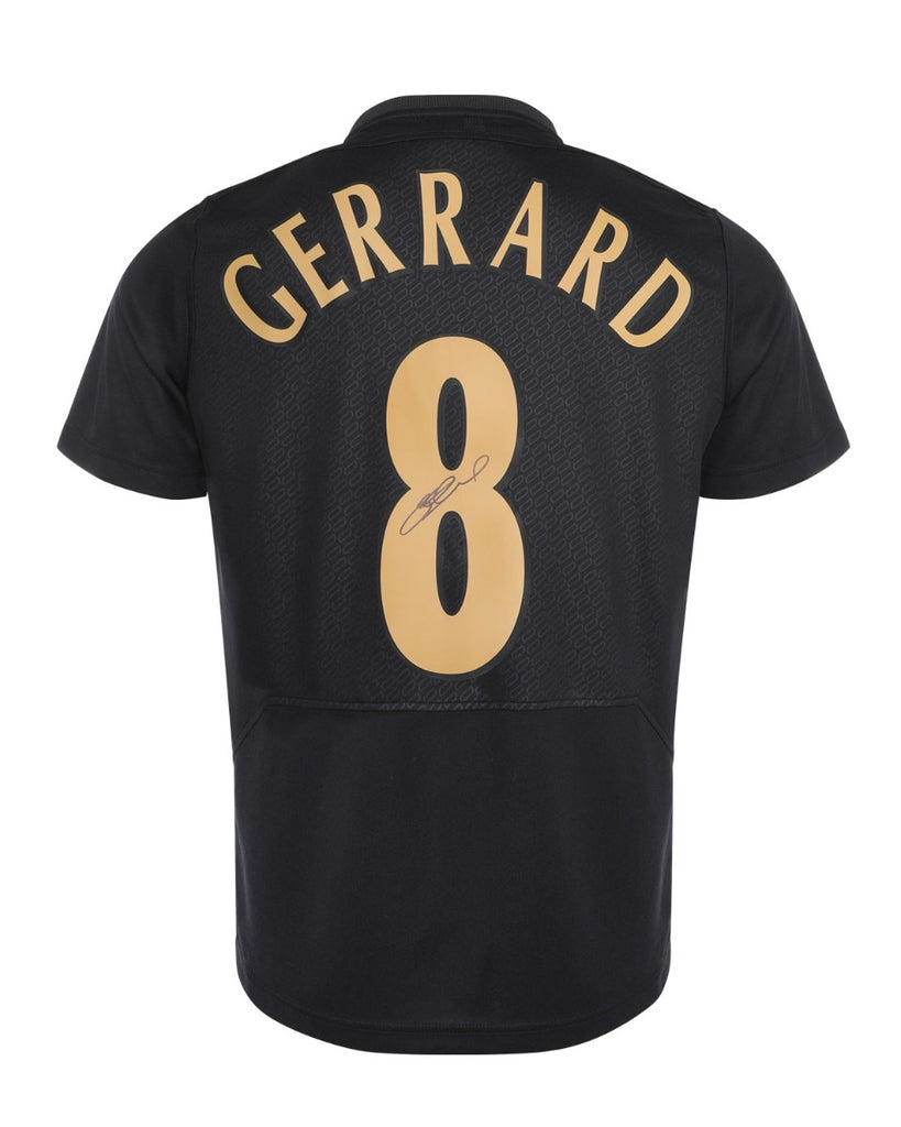 LFC Signed Gerrard Istanbul Boxed Shirt Black & Gold – Weston