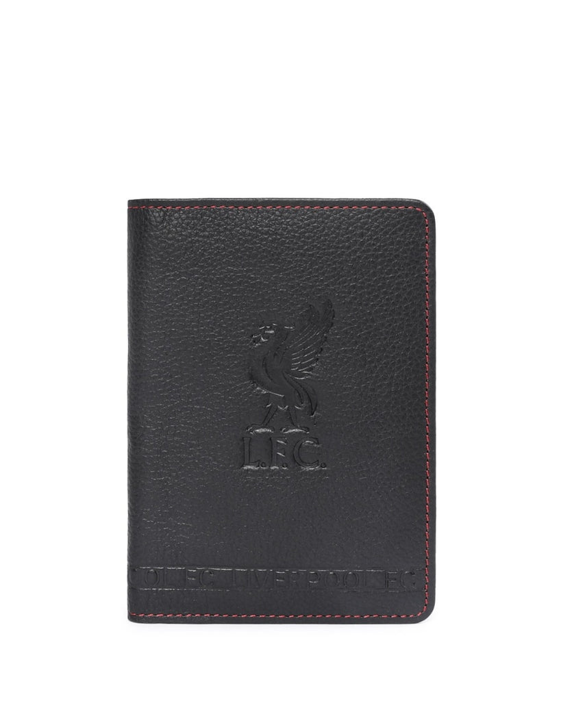Liverpool FC Official Embroidered Leather Wallet - Black PU Leather, Multiple Card & Coin Compartments