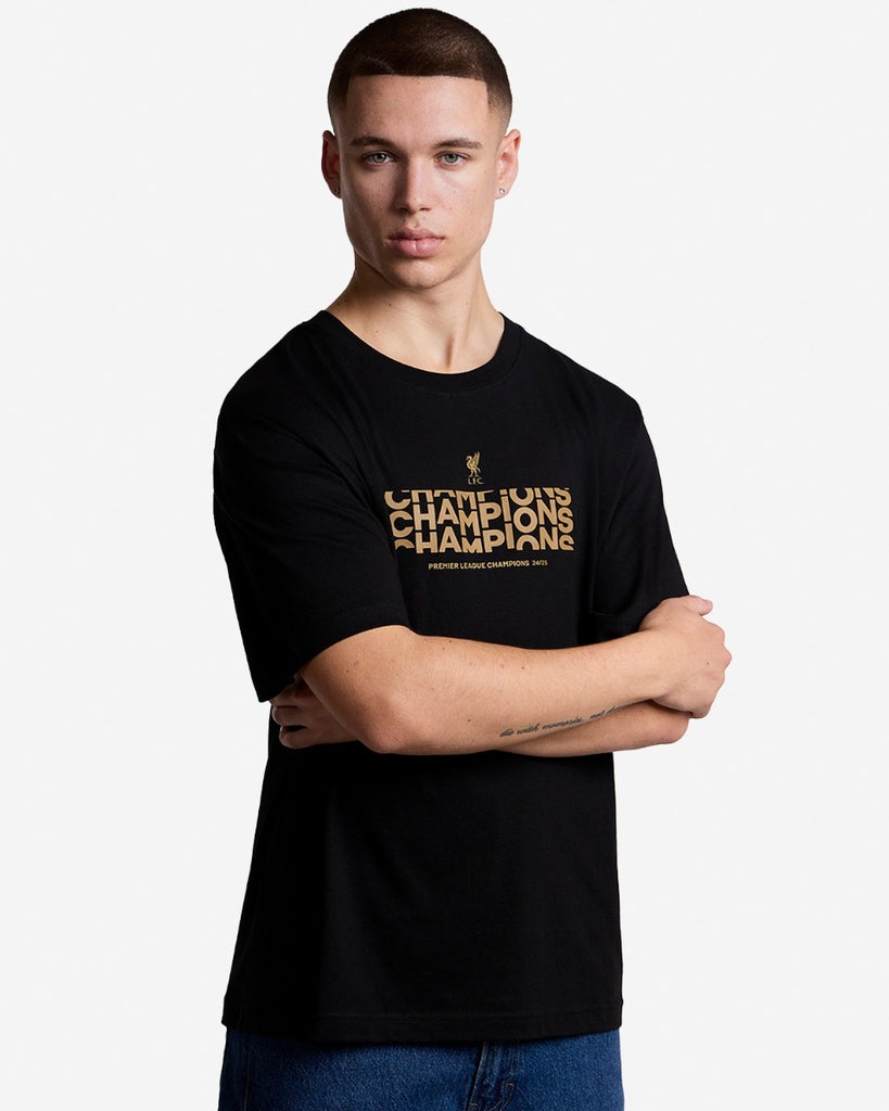 LFC Mens Champions Text Tee Black