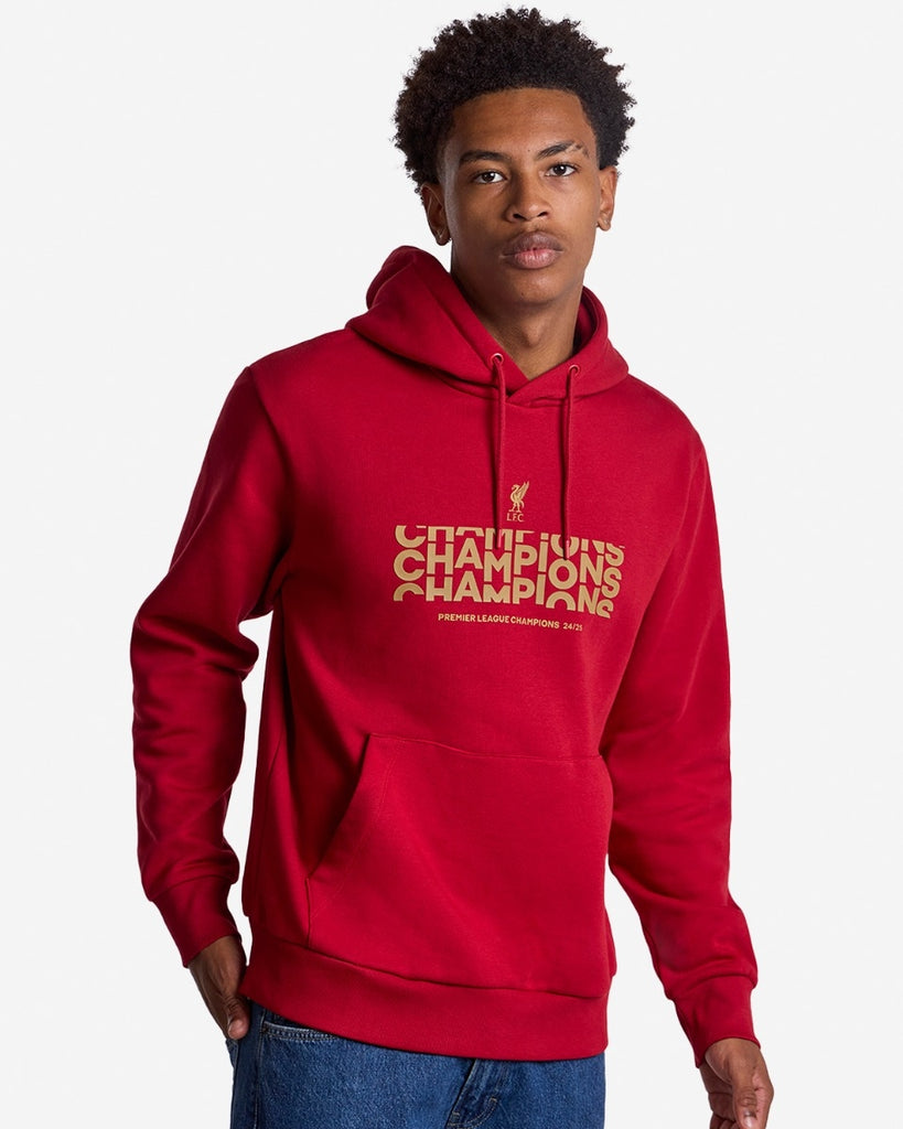 LFC Mens Champions Text Hoody Red