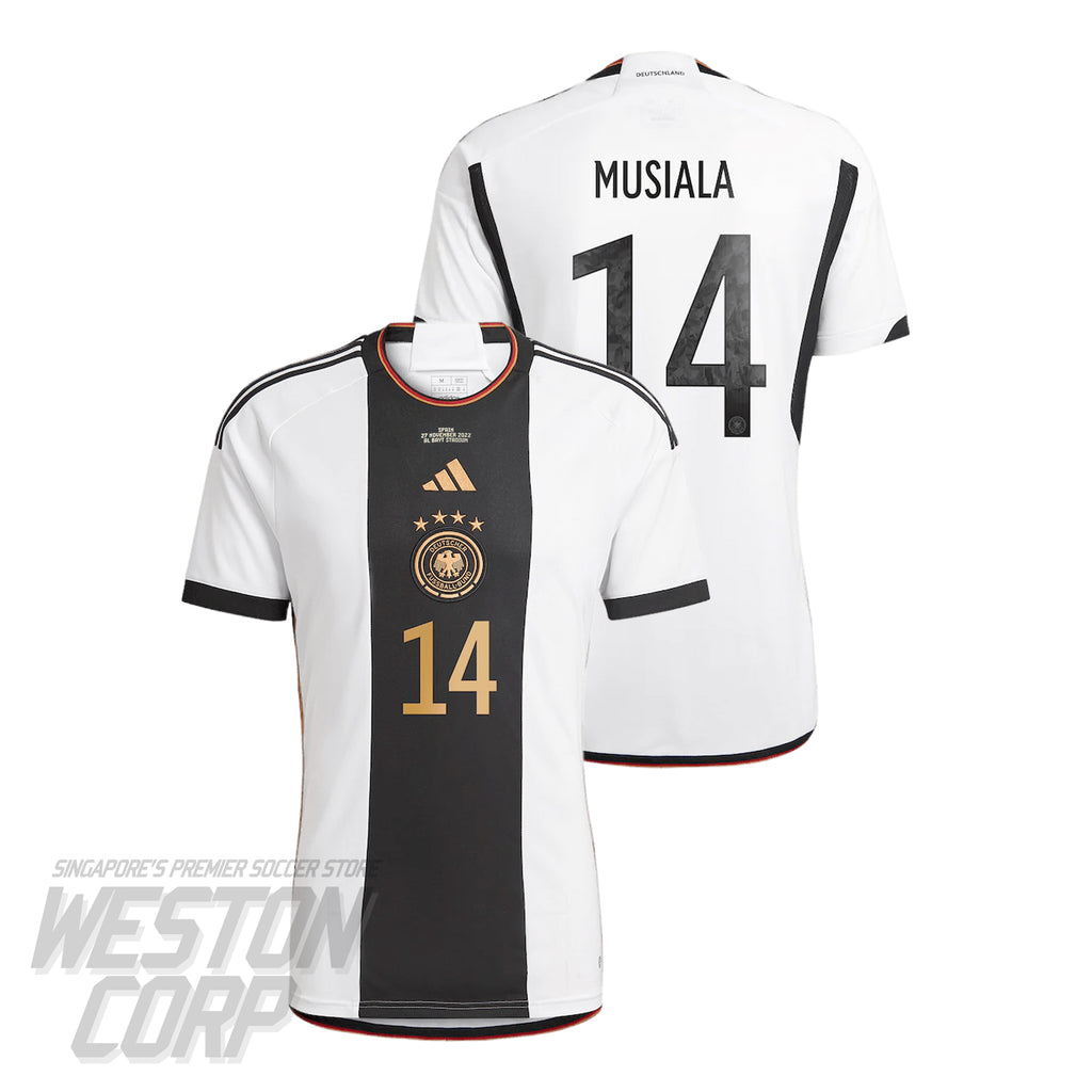 Germany Adult 2022 Home Jersey w/ Match Details + Musiala Nameset
