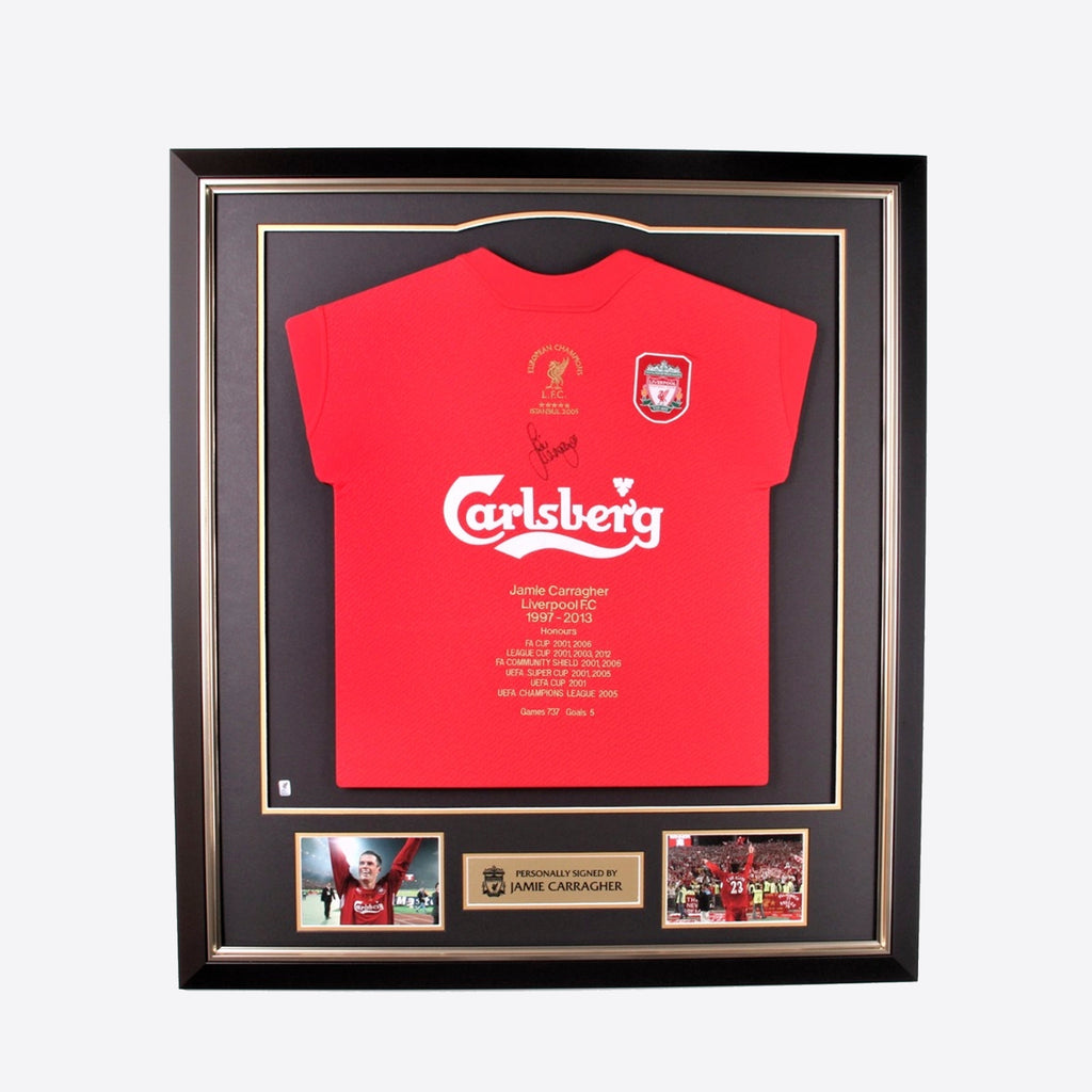 LFC Carragher Signed Honours Framed Shirt