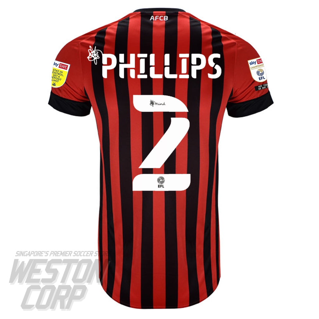 Bournemouth Adult 2021-22 SS Home Shirt w/ Phillips Nameset + EFL Championship Badges