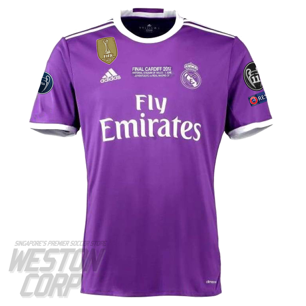 Hoelahoep maag Luchtpost Real Madrid Adult 2016-17 Away Shirt w/ Badges and Ronaldo Nameset – Weston  Corporation