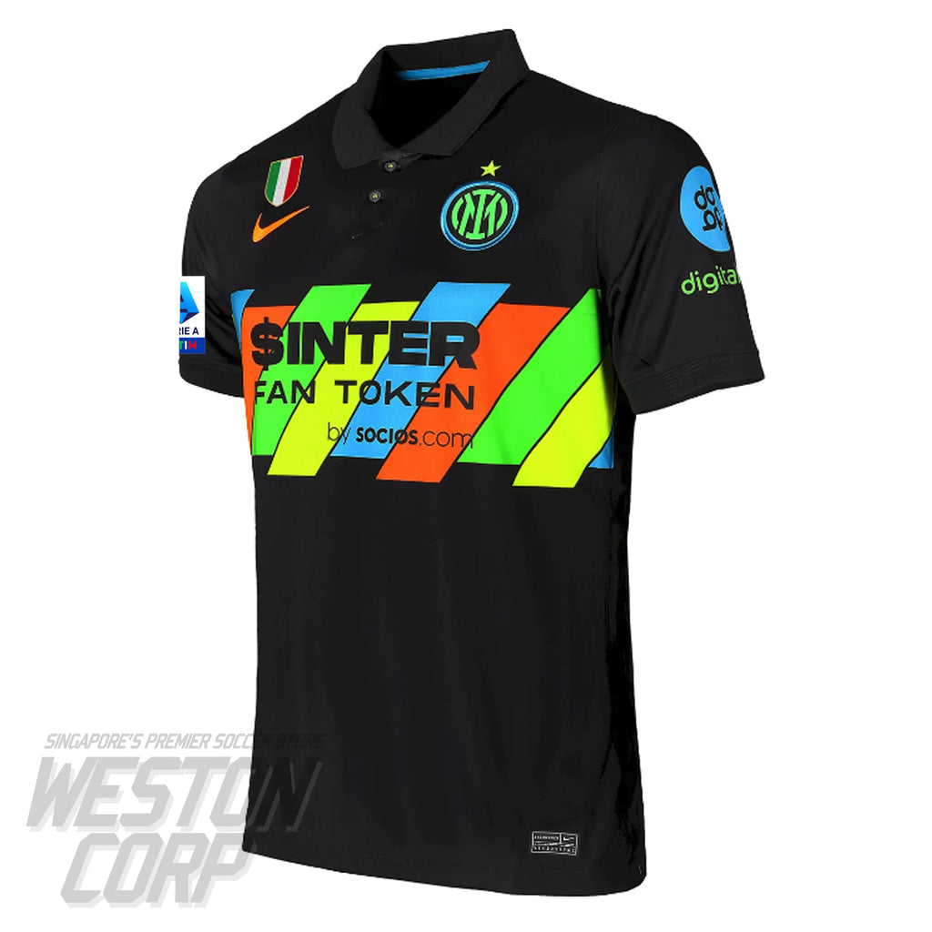 Inter Milan Adult 2021-22 SS Third Stadium Jersey w/ Sponsors + Scudetto Badge + Serie A Badge