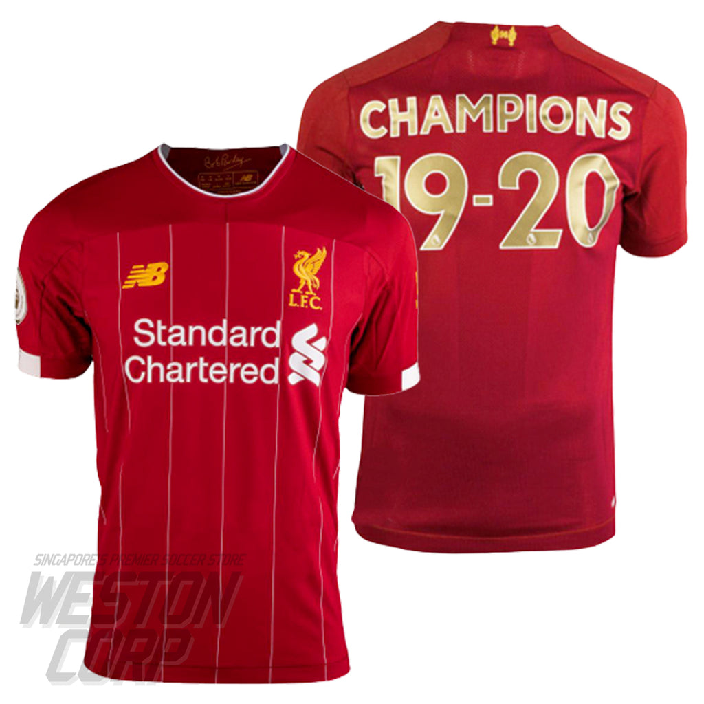 Liverpool FC Adult 2019-20 SS Home Shirt w/ Champions 19-20 Nameset + Champions Patch