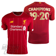 Liverpool FC Adult 2019-20 SS Home Shirt w/ Champions 19-20