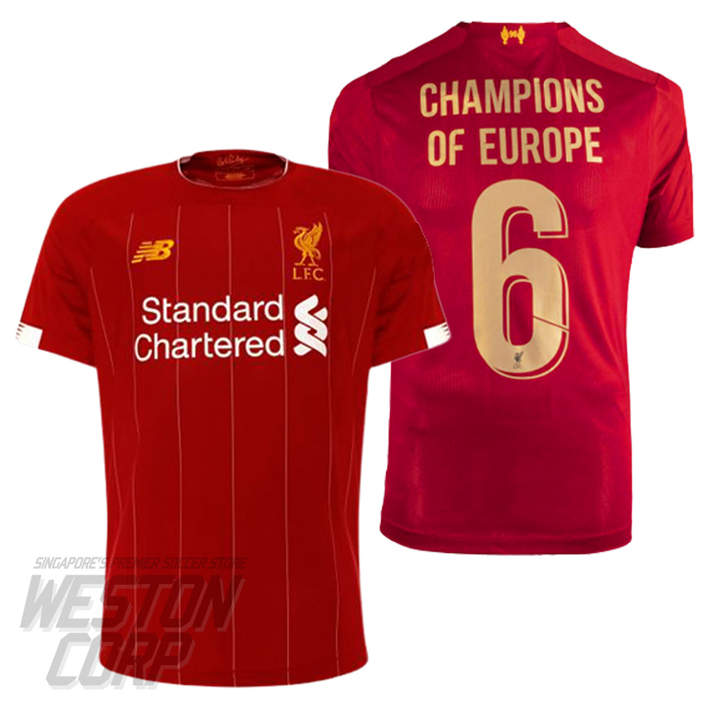 Liverpool FC Adult 2019-20 SS Home Shirt w/ Champions Of Europe Nameset