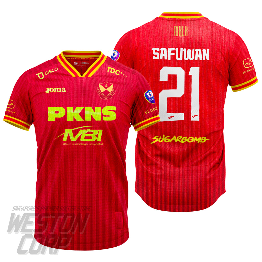 Selangor FC Adult 2022 Home Shirt + Safuwan Nameset + Malaysia Super League Badge