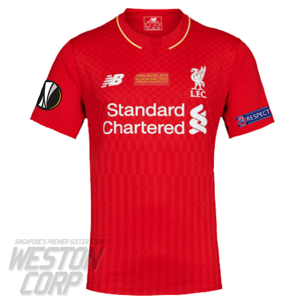 Liverpool FC 2015-16 Home Shirt w/ Match Details + Europa Badges