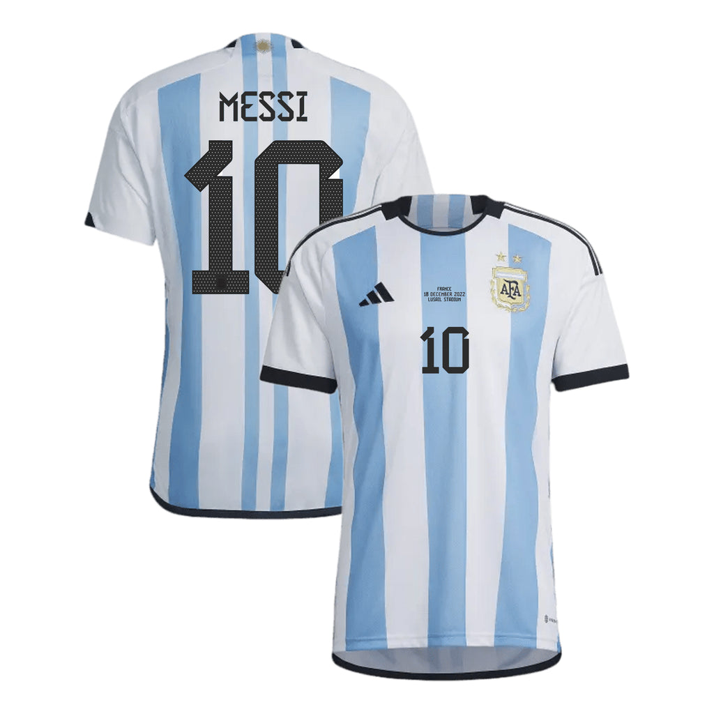 Argentina Adult 2022 Home Jersey w/ Match Details + Messi Print