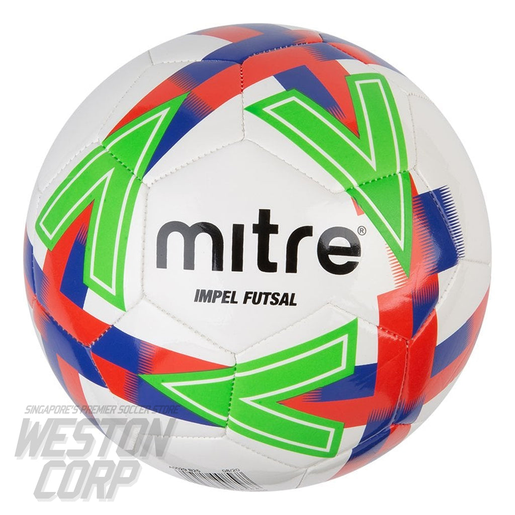 Mitre Impel Futsal Football (White/Dark Orange/Blue/Black)
