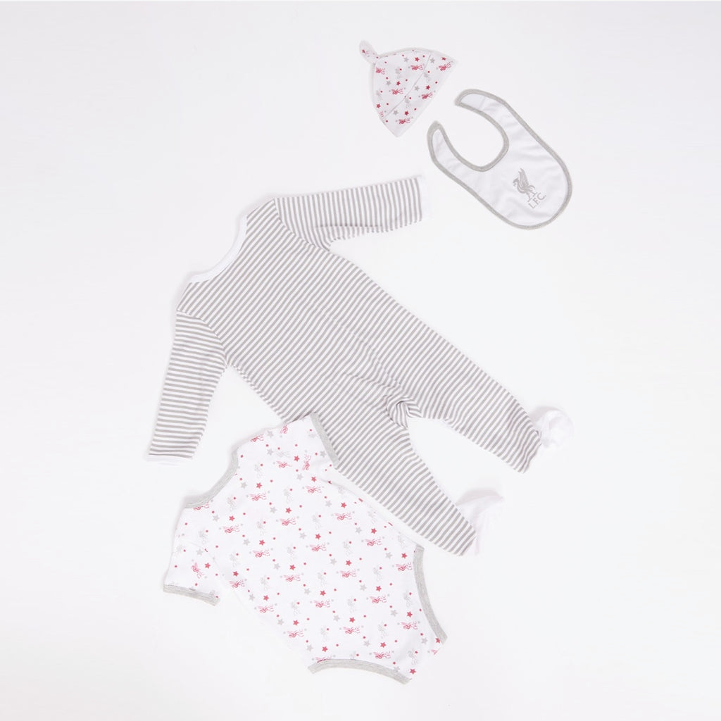 LFC 4 Pieces White & Grey Baby Wear Set