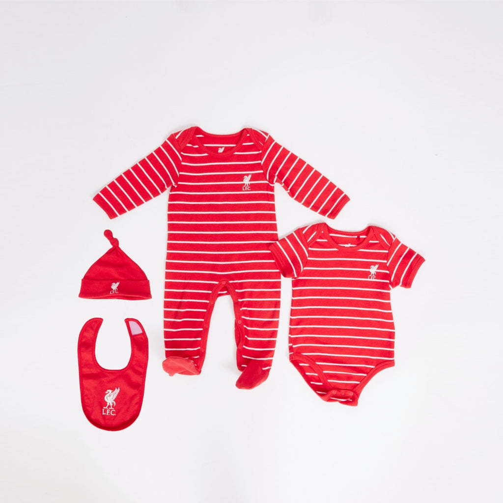 LFC 4 Pieces Red Striped Baby Wear Set